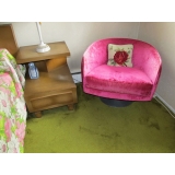pink chair and night stand